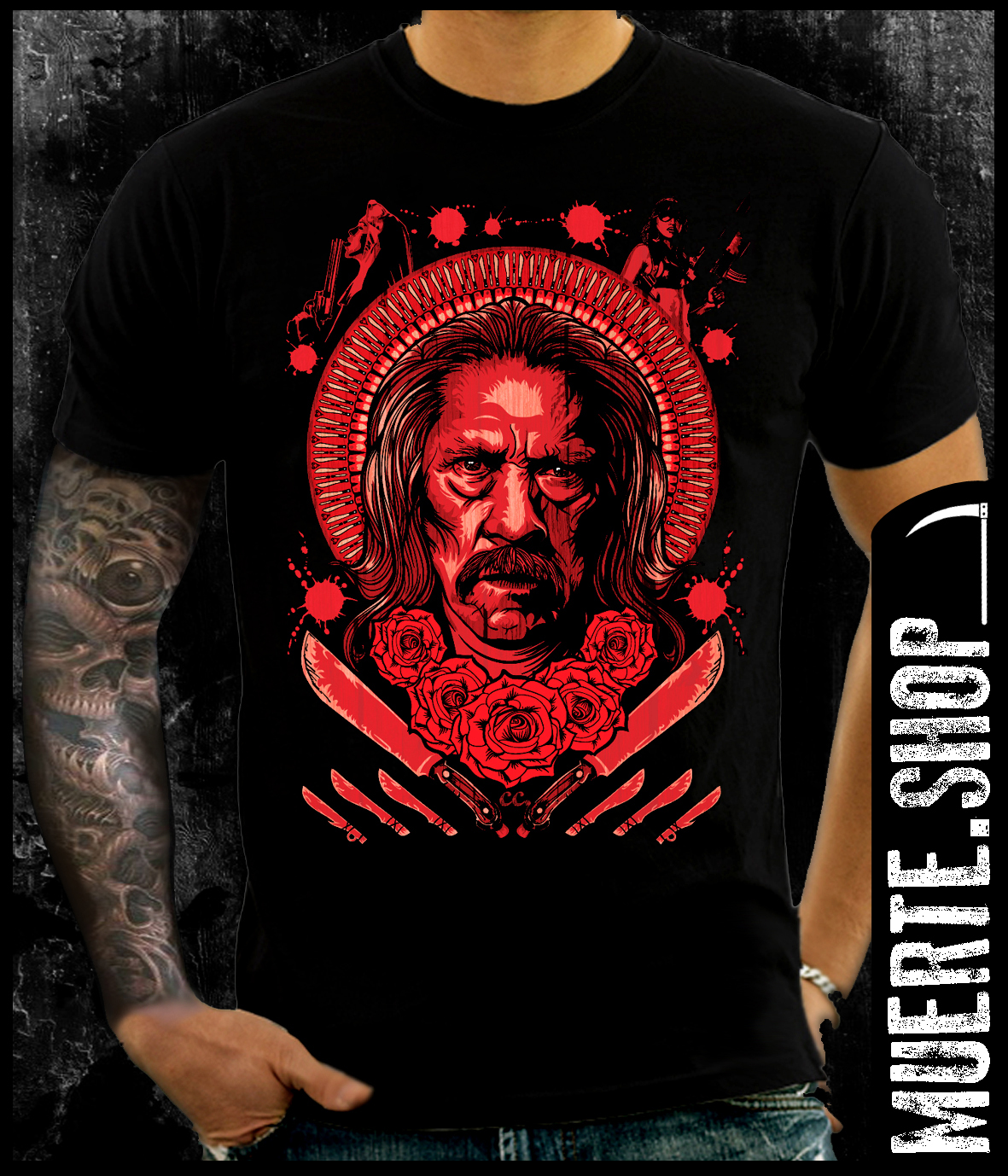 Черна тениска DANNY TREJO ROSES Черна тениска DANNY TREJO ROSES